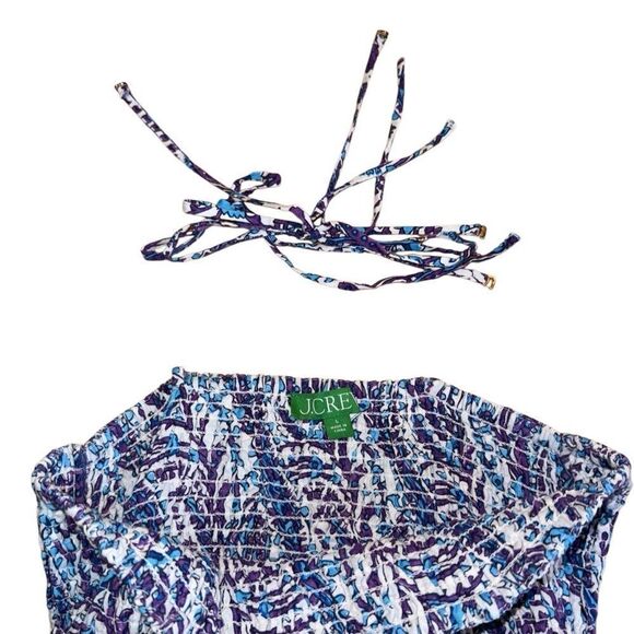 J. Crew Smocked Linen-Blend Bandeau Beach Dress in Purple Paisley Size Large - Picture 5 of 10